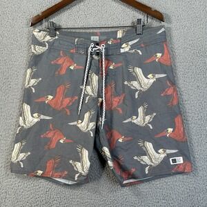 LIRA Board Shorts Men Size 34 Gray Pelican Bathing Swim Suit Surf Beach‎ Bottoms